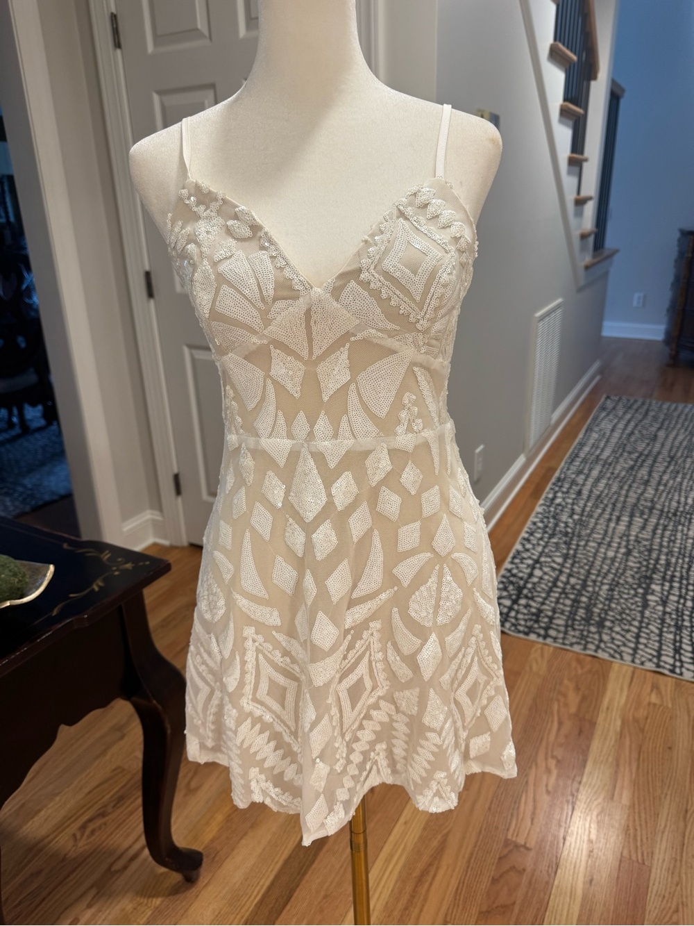 White/Cream Sequined  mini cocktail dress
